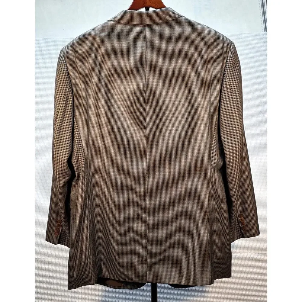 VTG Armani Collezioni Blazer Mens 36L 46L Silk Wool Houndstooth Sport Coat Italy
